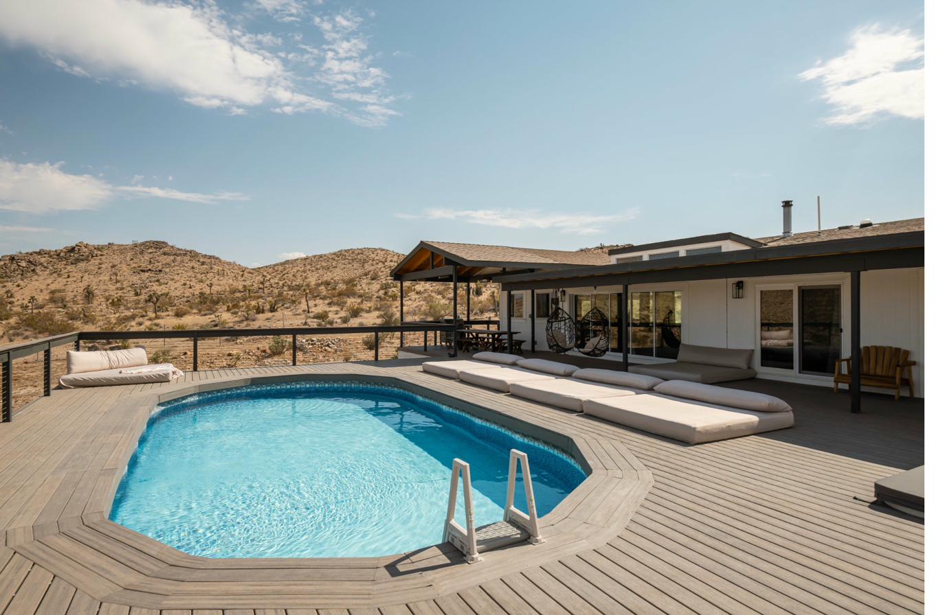 Pool deck with 270-degree desert mountain views